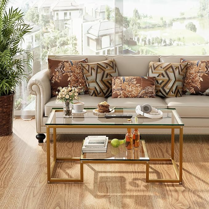 Gold Glass Coffee Table