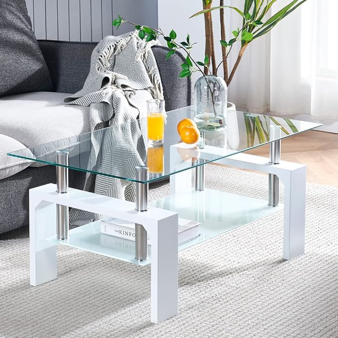 White Glass Coffee Table