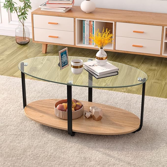 Oval Glass Coffee Table