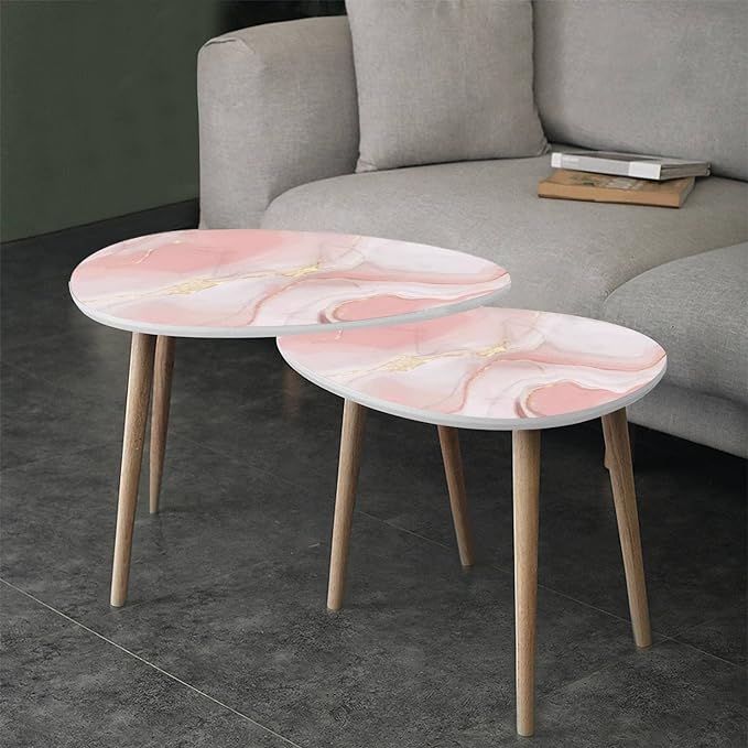 Marble and wood coffee table