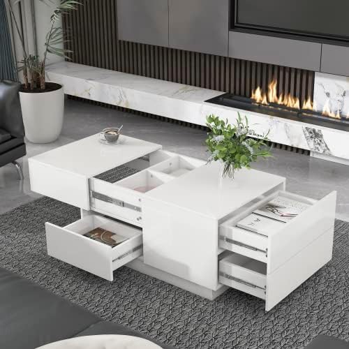 White Coffee Table With Storage