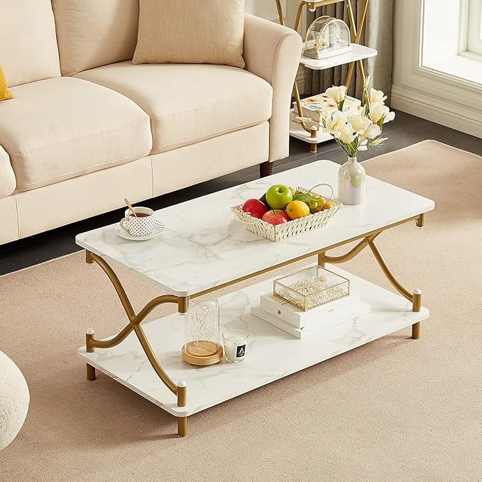 White and gold coffee table