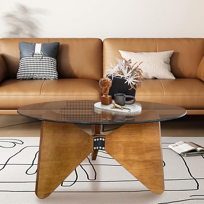 Wood Coffee Table With Glass